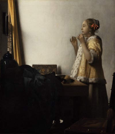 Junge Dame mit Perlenkette von Johannes Vermeer