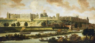 Ansicht von Windsor Castle und das gesamte Panorama um das Gebäude, mit Beschreibung des Parks und der Aktivitäten auf dem Fluss, eine Vielzahl von Booten, von Fischerbooten bis zu königlichen Schiffen von Johannes Vorsterman