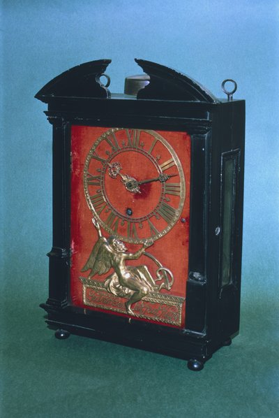 Frühe gewichtgetriebene Pendeluhr, möglicherweise entworfen von Christian Huygens, ca. 1675 von Johannes van Ceulen