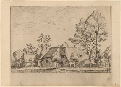 Großer Bauernhof mit Ziehbrunnen von Johannes van Doetechum, the Elder and Lucas