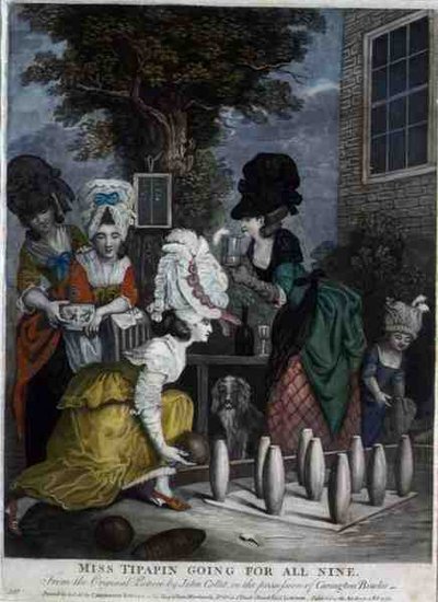 Miss Tipapin geht auf alle Neun (veröffentlicht von Carington Bowles) von John (after) Collet