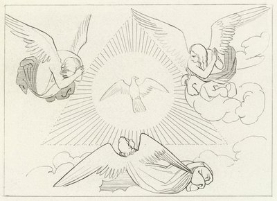 Die Anbetung der Dreifaltigkeit, Paradies, Gesang 13 (Stich) von John (after) Flaxman