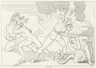 Die feurigen Schlangen, Inferno, Gesang 24 (Gravur) von John (after) Flaxman