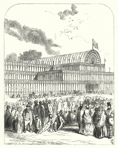 Der Kristallpalast im Hyde Park, London, Veranstaltungsort der Großen Ausstellung von 1851, entworfen von Joseph Paxton und Charles Fox (Gravur) von John (after) Gilbert