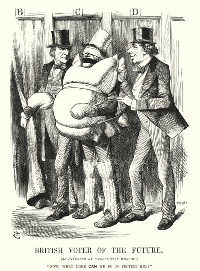Punch-Karikatur: Britischer Wähler der Zukunft von John (after) Tenniel