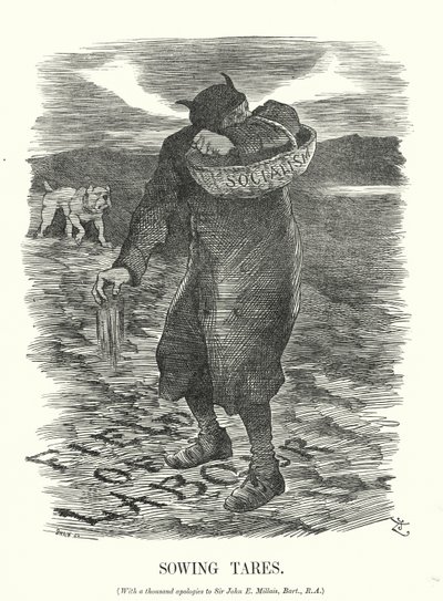 Unkraut säen - die Angst vor der Ausbreitung des Sozialismus unter britischen Arbeitern (Stich) von John (after) Tenniel