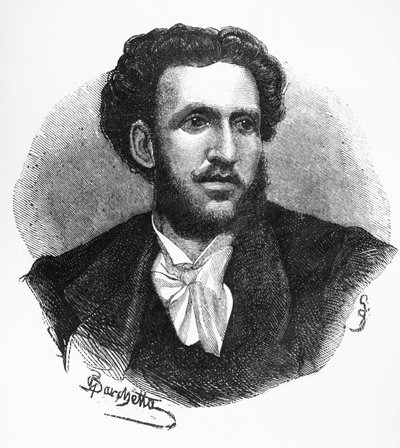 Porträt von Iginio Ugo Tarchetti (1839-1869), italienischer Autor, Dichter und Journalist, Gravur von Walter Charles Mills