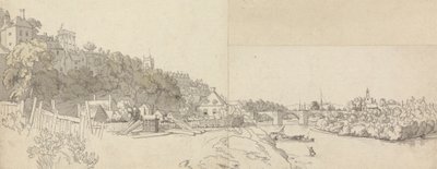 Eine Stadt vom Ufer eines Flusses gesehen von John Alexander Gresse