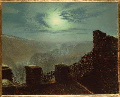 Vollmond hinter Zirruswolke von Roundhay P. von John Atkinson Grimshaw
