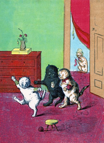 Drei kleine Kätzchen mit Handschuhen, Illustration aus "Three Little Kittens" 1859 von John Ballantyne