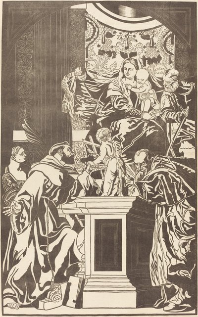 Heilige Familie und vier Heilige von John Baptist Jackson after Veronese