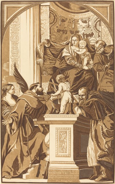 Heilige Familie und vier Heilige von John Baptist Jackson after Veronese