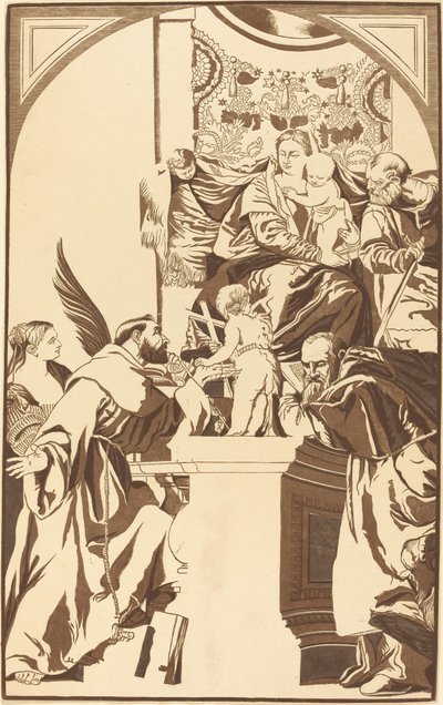 Heilige Familie und vier Heilige von John Baptist Jackson after Veronese