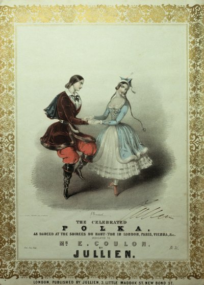 Die berühmte Polka, Liedblatt, 1840 (Farblithografie) von John Brandard