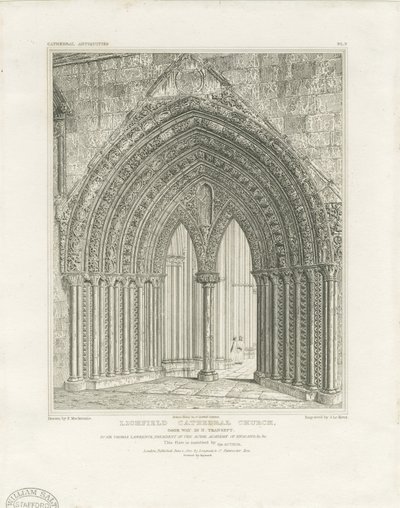 Kathedrale von Lichfield - Nordquerhaus-Tür (Gravur, ca. 1820) von John Britton