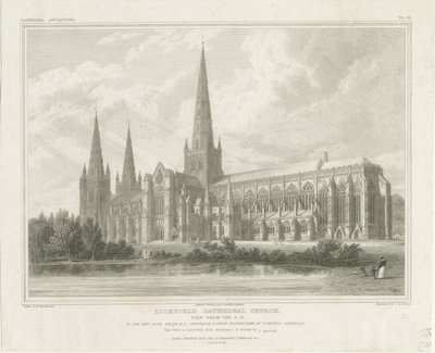 Lichfield Kathedrale - Südostansicht (Gravur) von John Britton