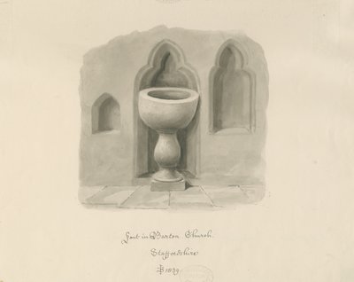Taufbecken in Barton under Needwood Kirche von John Buckler