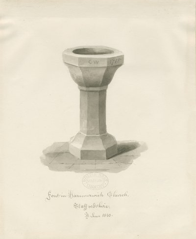 Taufbecken in der Hammerwich Kirche von John Buckler