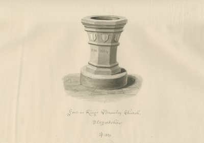 Taufbecken in der Kirche von Kings Bromley von John Buckler
