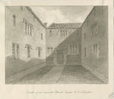 Lichfield - Hof eines alten Hauses in The Close von John Buckler