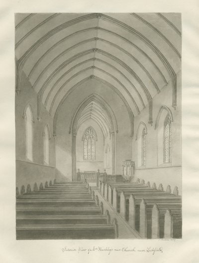 Lichfield - Innenraum der Christuskirche (Neue Kirche) von John Buckler