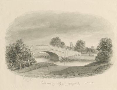 Rugeley Stadt - Brücke: Sepiazeichnung, 1842 von John Buckler