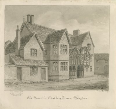 Stafford - Alte Häuser in der Crabbery Lane von John Buckler