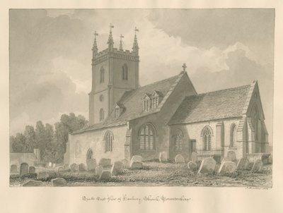 Worcestershire - Hanbury Kirche: Sepiazeichnung, 1833 von John Buckler