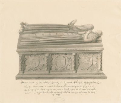 Yoxall Kirche - Denkmal der Familie Welly von John Buckler