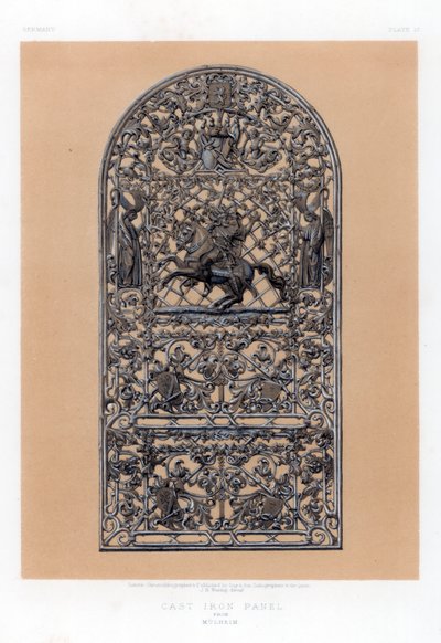 Gusseisenplatte aus Mülheim, Deutschland, 19. Jahrhundert von John Burley Waring