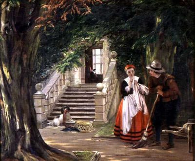 Die Flirtation vor dem Haus des Meisters von John Callcott Horsley