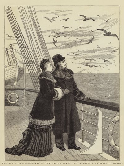 Der neue Generalgouverneur von Kanada, an Bord der Sarmatian, eine Ehrenwache von John Charles Dollman