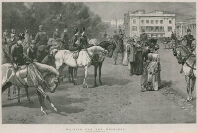 Warten auf die Prinzessin: eine Skizze in Rotton Row, Hyde Park, London von John Charlton