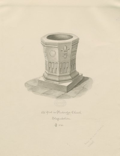 Taufbecken in der Kirche von Penkridge (1841) von John Chessell Buckler