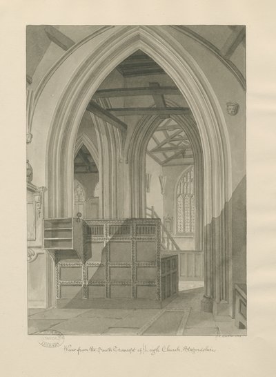 Innenraum der Leigh Kirche von John Chessell Buckler