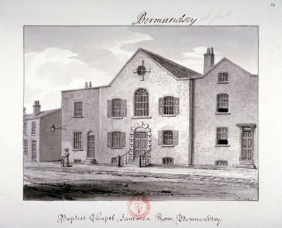Ansicht der Baptistenkapelle in der Jamaica Row, Bermondsey, London von John Chessell Buckler