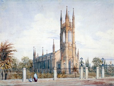 Westansicht der St. Lukas Kirche, Chelsea, London, 1847 von John Chessell Buckler