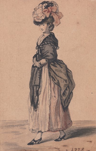 Eine Dame der Mode mit schwarzem Schal und schwarzen Schuhen von John Collet