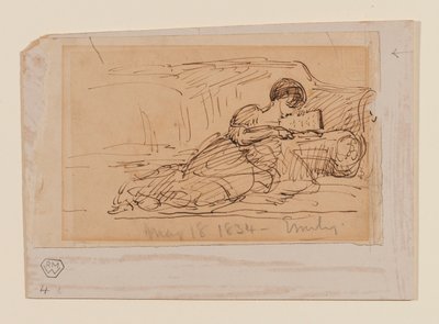 Künstlers Tochter, Emily, liegend auf einem Sofa lesend, 18. Mai 1834 von John Constable