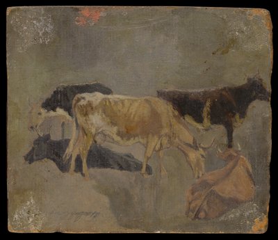 Studie von fünf gehörnten Rindern (verso) von John Constable