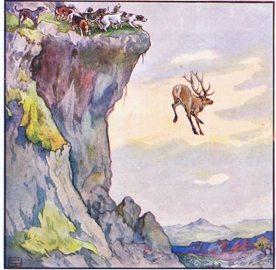 Der Bock stürzte in den Abgrund darunter von John Edwin Noble