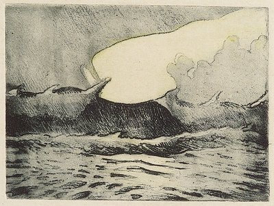 Meereslandschaft - sehr raues graues Meer, 20. Jahrhundert von John Everett