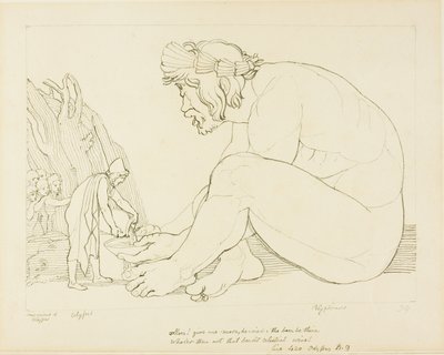 Polyphem bittet Ulysses um mehr Wein von John Flaxman