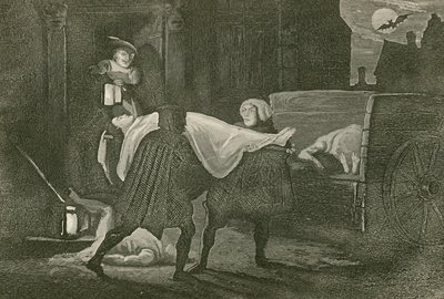 Der Körper von Amabel wird zum Totenwagen getragen von John Franklin