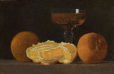 Stillleben mit Orangen und Weinglas von John Frederick Peto