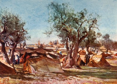 Beduinenlager außerhalb der Nordmauer von Jerusalem, 1902 von John Fulleylove
