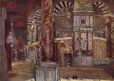 Innenansicht des Felsendoms (Moschee von Omar) von Südosten von John Fulleylove