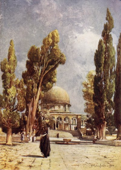 Der Felsendom (Moschee von Omar), gesehen von der Veranda auf der Nordseite der Moschee von El Aksa von John Fulleylove