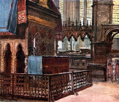 Das Westende des Schreins des Beichtvaters mit dem modernen Altar von John Fulleylove