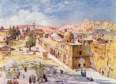 Die Westseite des Tempelbereichs, von den Kasernen in der Nähe des Turms von Antonia von John Fulleylove